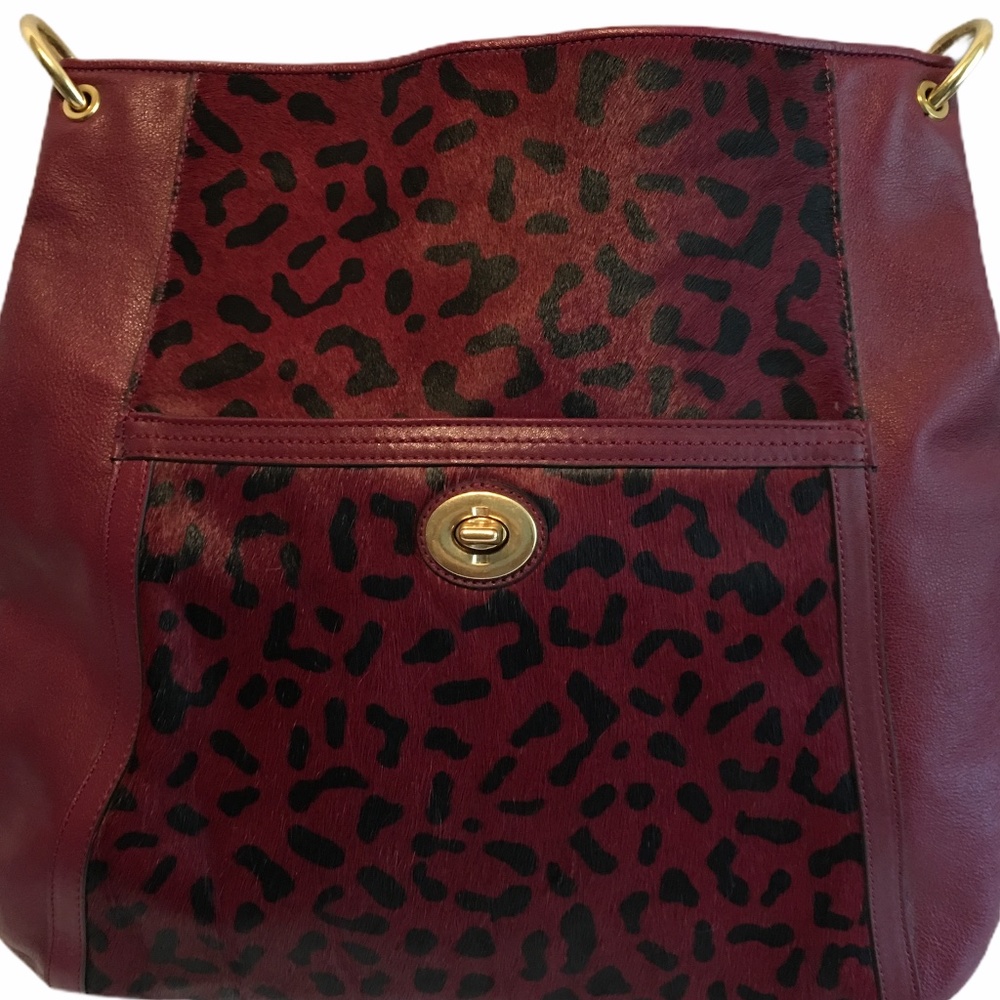 Coach Park Haircalf Hobo in Burgundy and Black